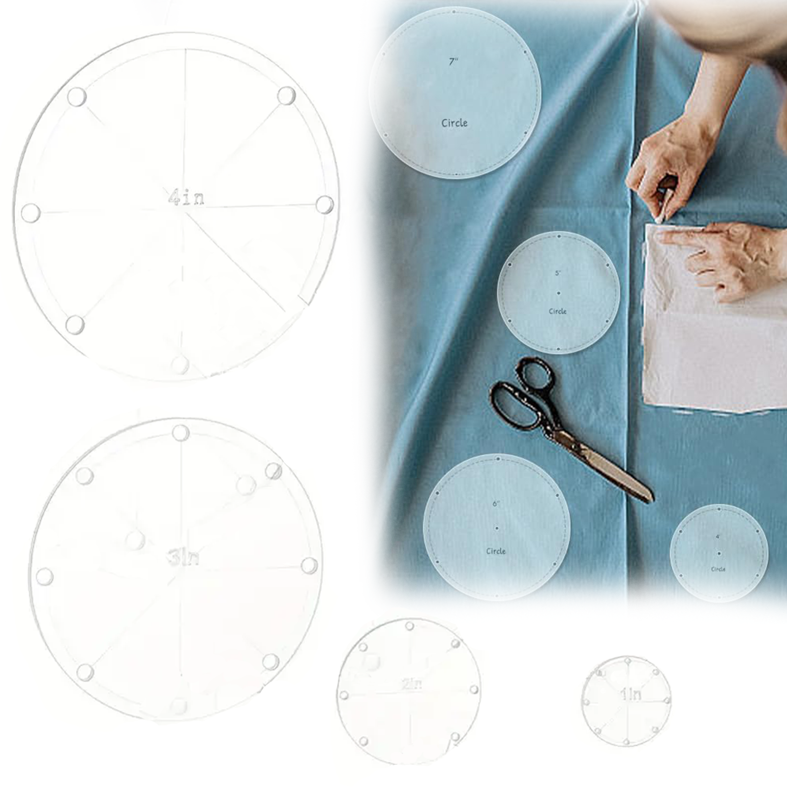 Embroidery Hoop Plastic - 4pcs Clear Acrylic Circular Quilting Templates