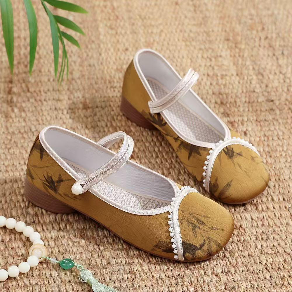 Embroidery Skirt - Chinese Style Women Low Heel Cheongsam