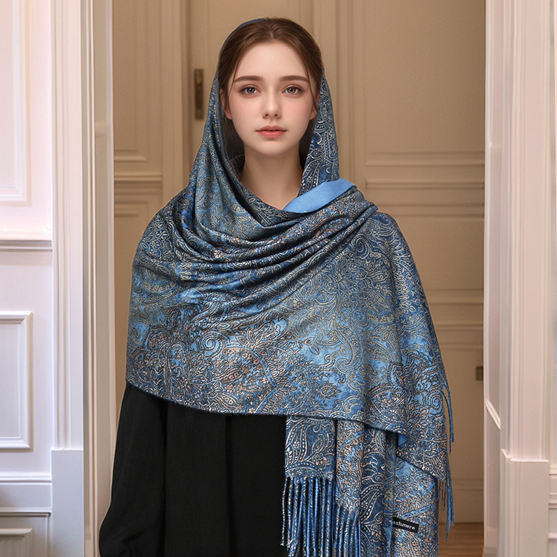 Embroidery Pashmina - Luxury Paisley Pashmina Shawl Scarf Women