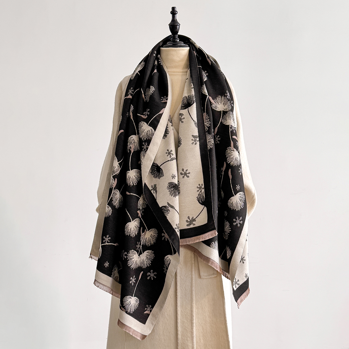 Embroidery Pashmina - 2025 Winter Warm Cashmere Feather Scarf