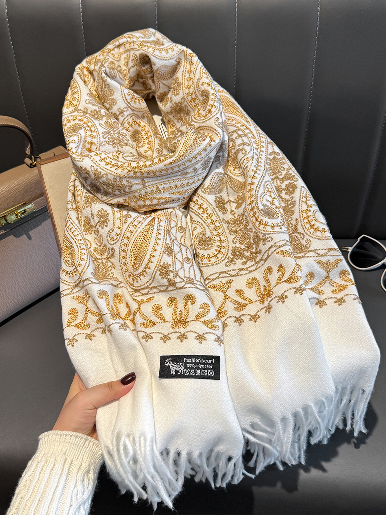 Luxury Thick Warm Paisley Pash - Embroidery Pashmina ulasan dan harga