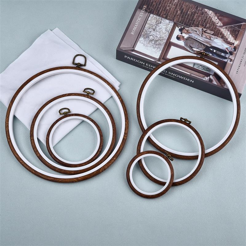 Round Oval Wooden Color Embroi - Embroidery Hoop Plastic ulasan dan harga