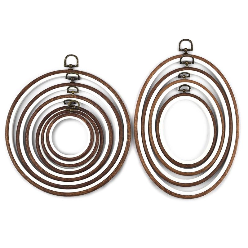 Round Oval Wooden Color Embroi - Embroidery Hoop Plastic ulasan dan harga