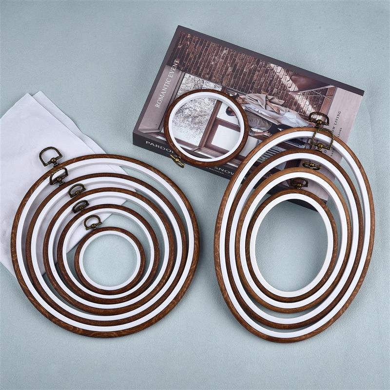 Round Oval Wooden Color Embroi - Embroidery Hoop Plastic ulasan dan harga