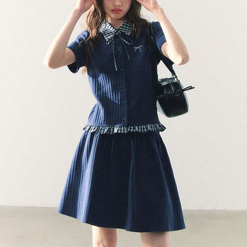 Summer Knitted Preppy Style Tw - Embroidery On Shirt ulasan dan harga