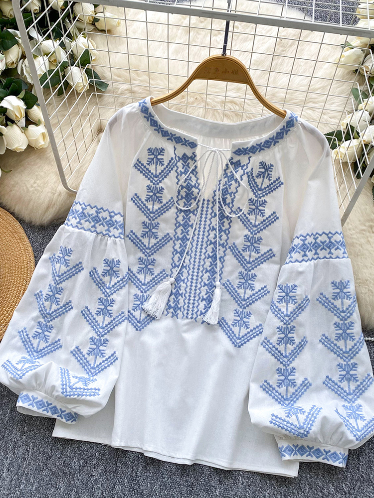Women Blouse Embroidery Autumn - Embroidery On Shirt ulasan dan harga