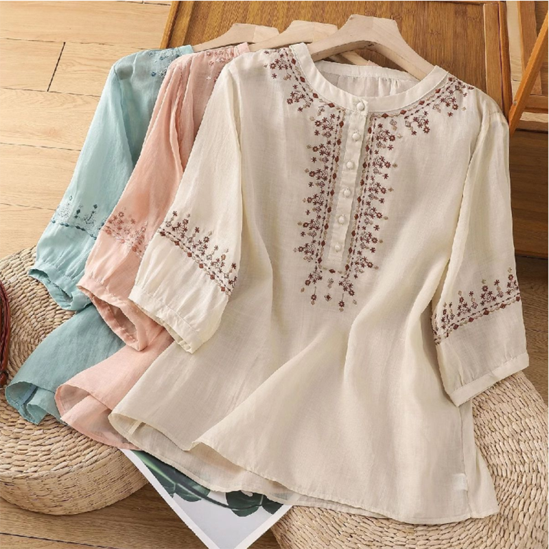 Retro Embroidered Mom Shirt Wo - Embroidery On Shirt ulasan dan harga