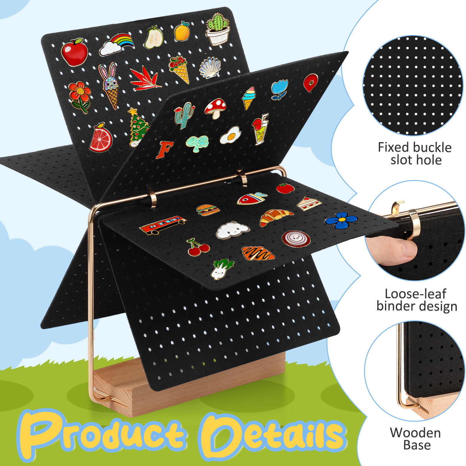 Badge Brooch Storage Rack Wood - Embroidery House ulasan dan harga
