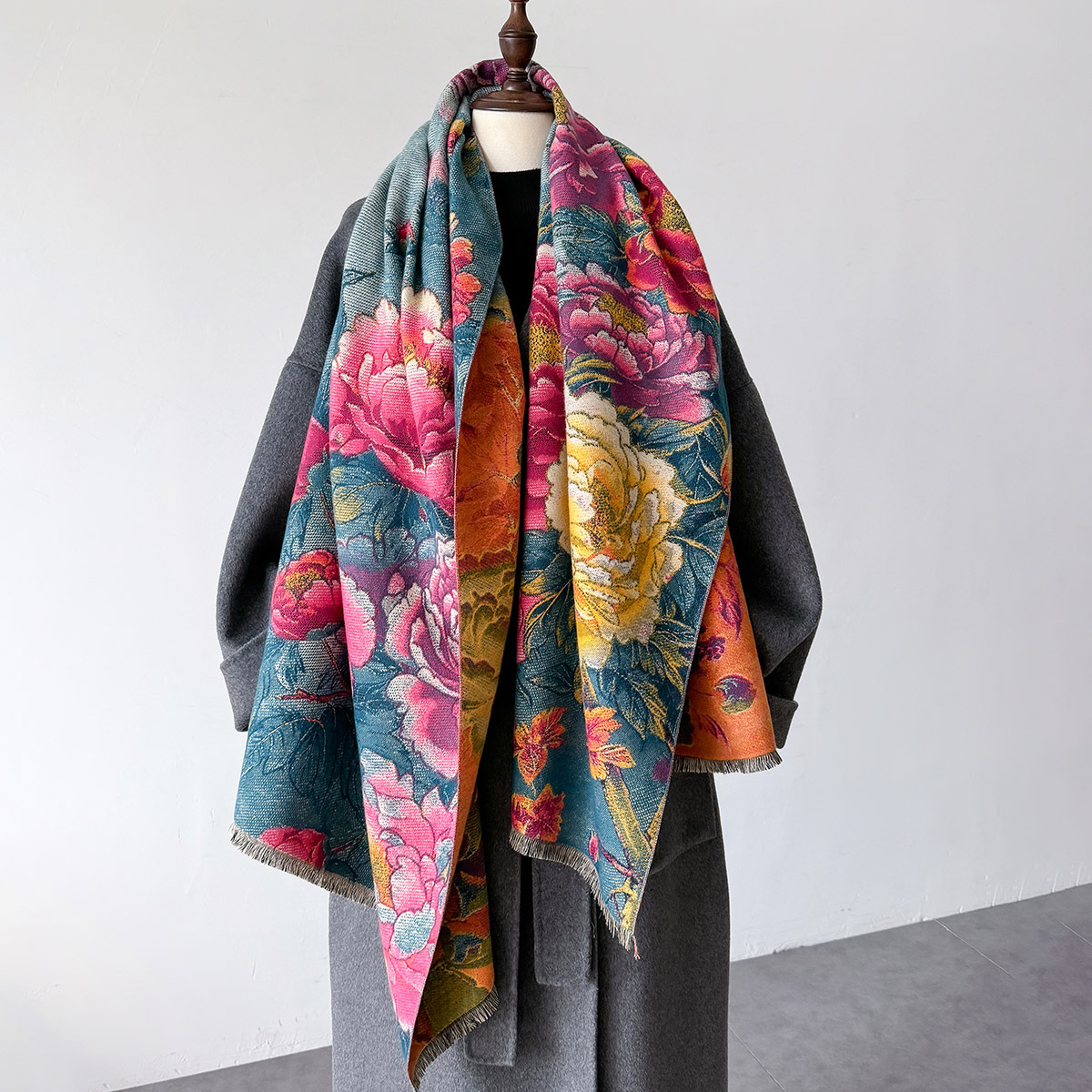 Warm Cashmere Scarf Women Shaw - Embroidery Pashmina ulasan dan harga