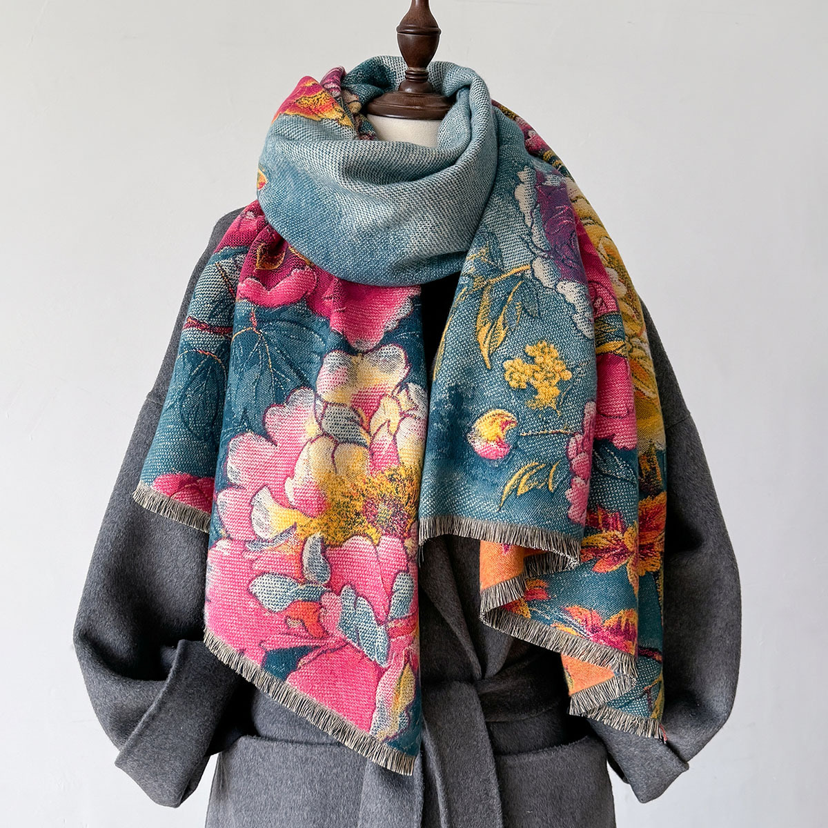 Warm Cashmere Scarf Women Shaw - Embroidery Pashmina ulasan dan harga