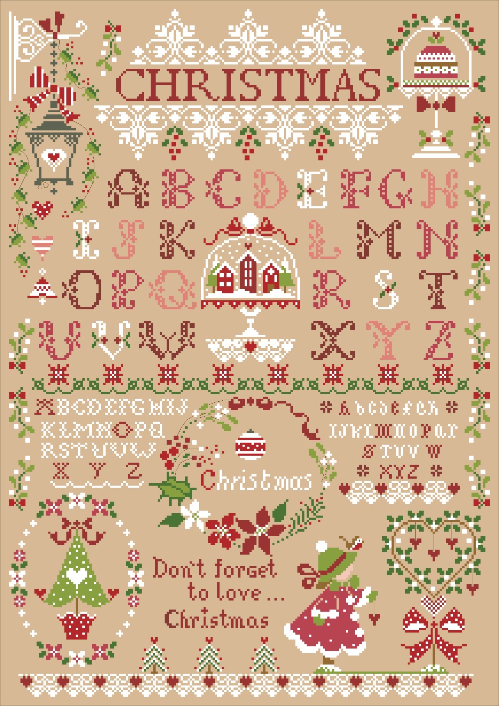 Christmas girl cross stitch ki - Embroidery Xmas Designs ulasan dan harga