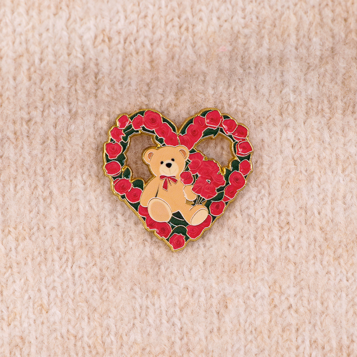 Fox Rose Bear Enamel Pins Anim - Embroidery Wallpaper ulasan dan harga