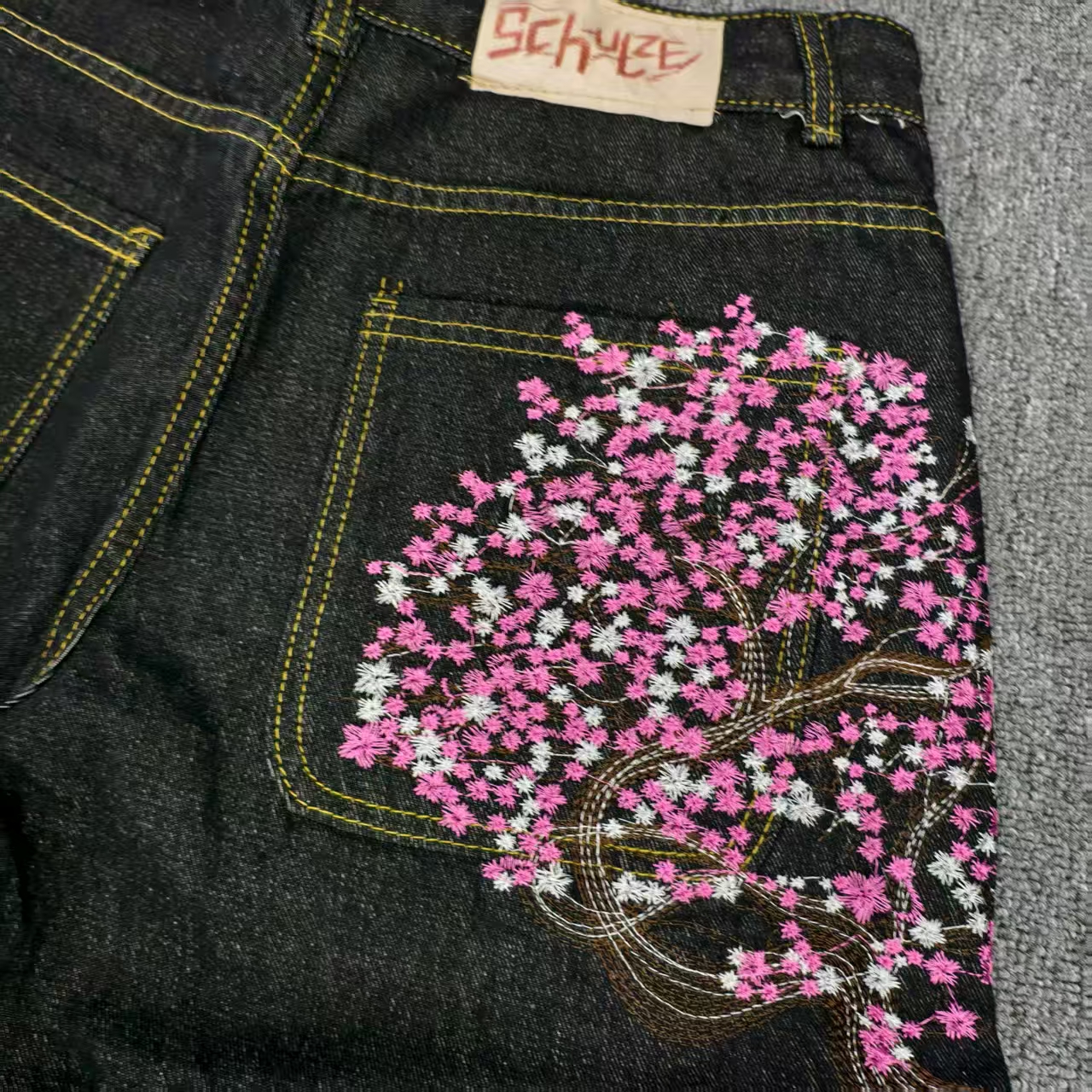 Sakura Pocket Embroidery Fashi - Embroidery Jeans Sakura ulasan dan harga