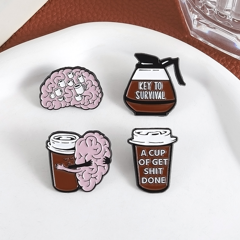 Coffee Brain Enamel Pins Gift  - Embroidery House ulasan dan harga