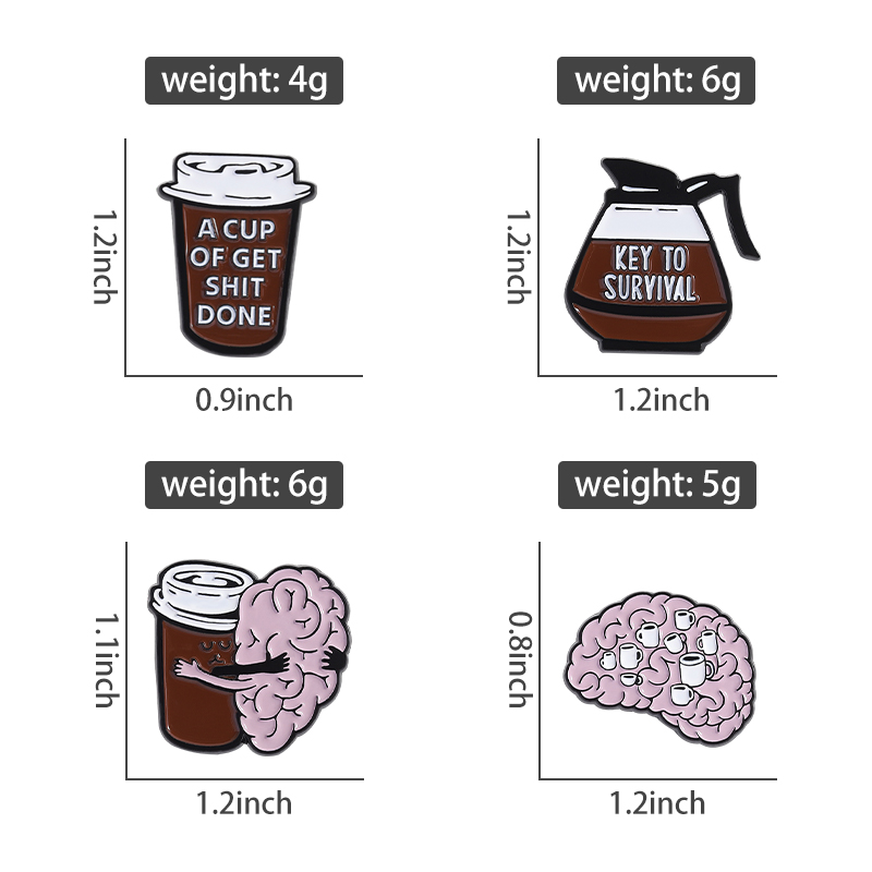 Coffee Brain Enamel Pins Gift  - Embroidery House ulasan dan harga