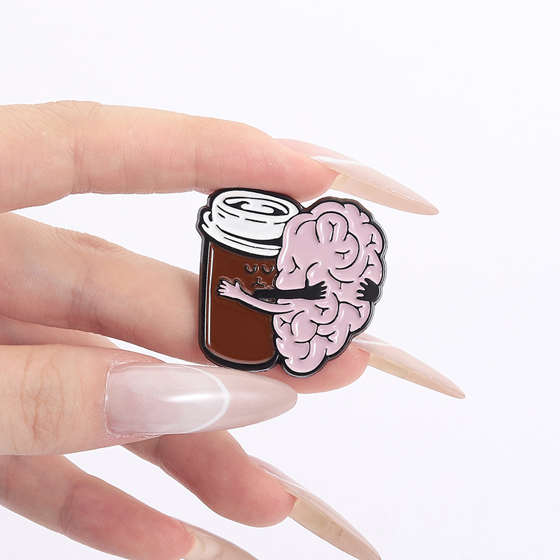 Coffee Brain Enamel Pins Gift  - Embroidery House ulasan dan harga
