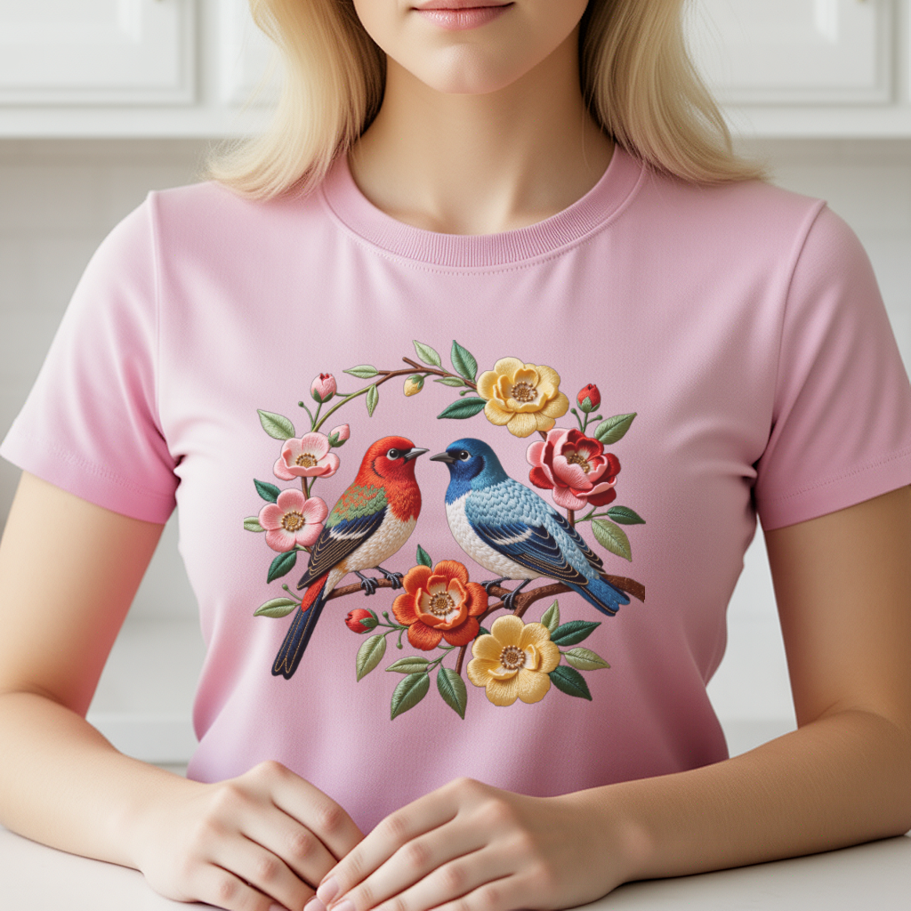 1 Piece of Bird Pattern Clothi - Embroidery On Shirt ulasan dan harga