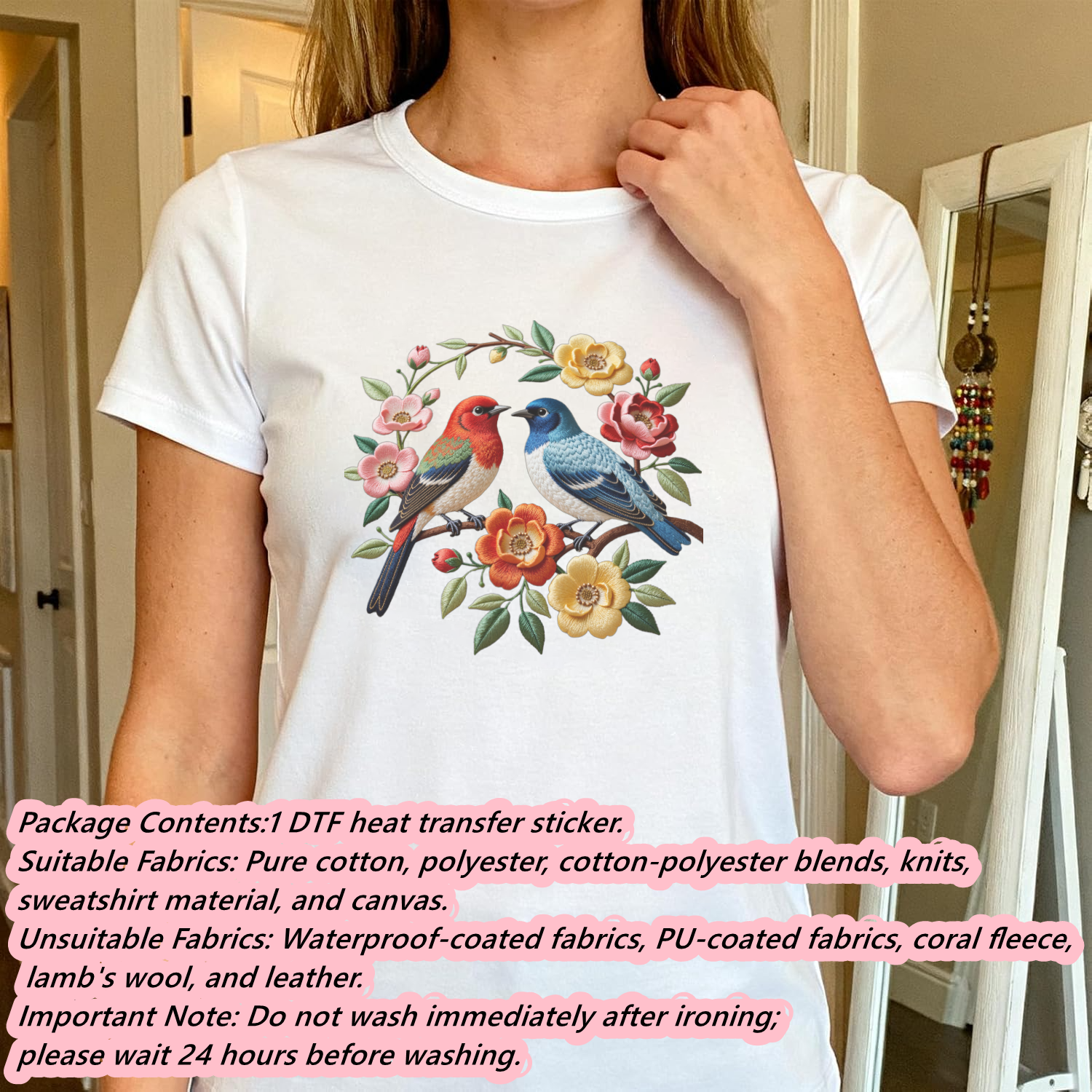 1 Piece of Bird Pattern Clothi - Embroidery On Shirt ulasan dan harga