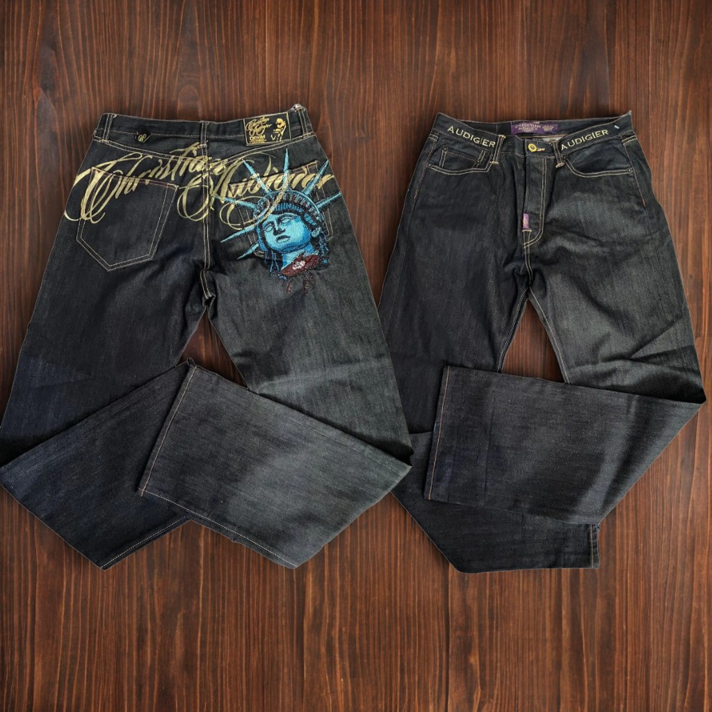 Vintage 90s Gothic Y2k liberty - Embroidery Jeans Sakura ulasan dan harga