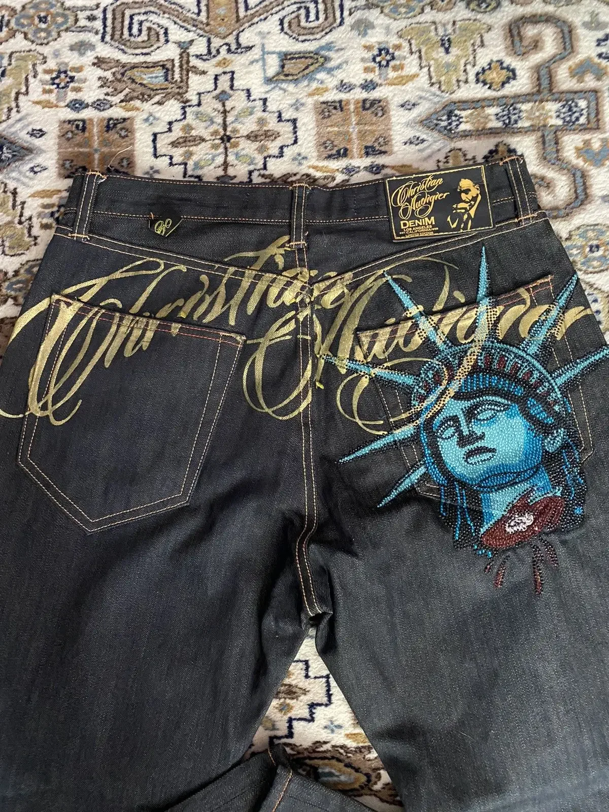 Vintage 90s Gothic Y2k liberty - Embroidery Jeans Sakura ulasan dan harga