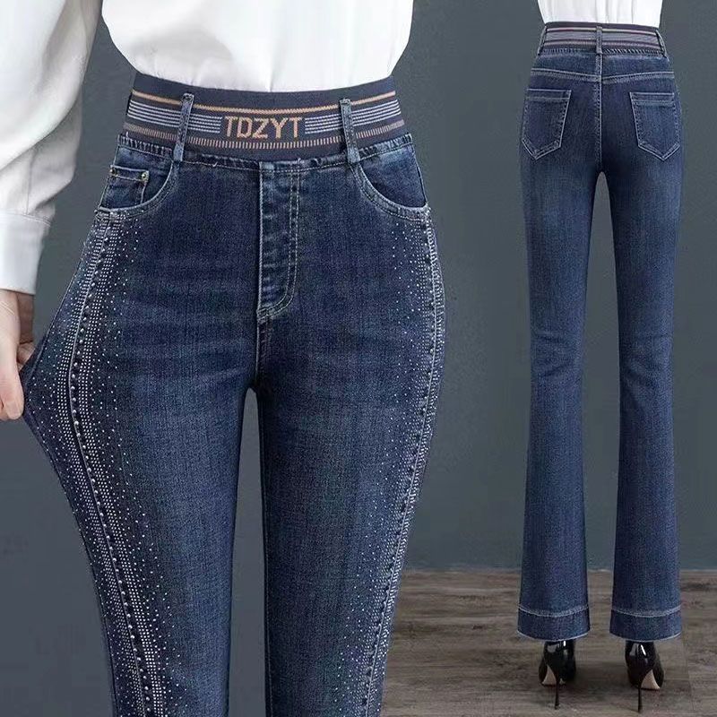 Korean Fashion Simple Elegant  - Embroidery Jeans Sakura ulasan dan harga