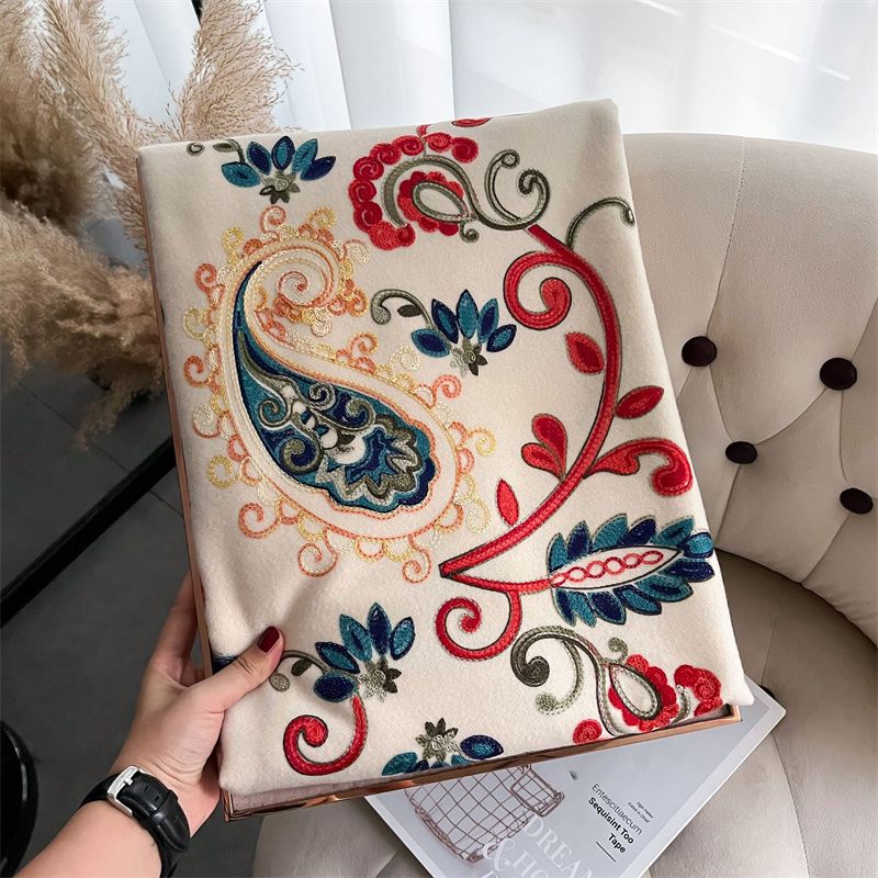 2024 Fashion Scarf Winter Thic - Embroidery Pashmina ulasan dan harga
