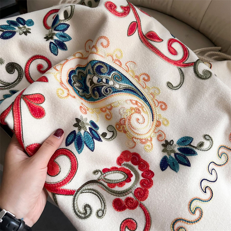 2024 Fashion Scarf Winter Thic - Embroidery Pashmina ulasan dan harga