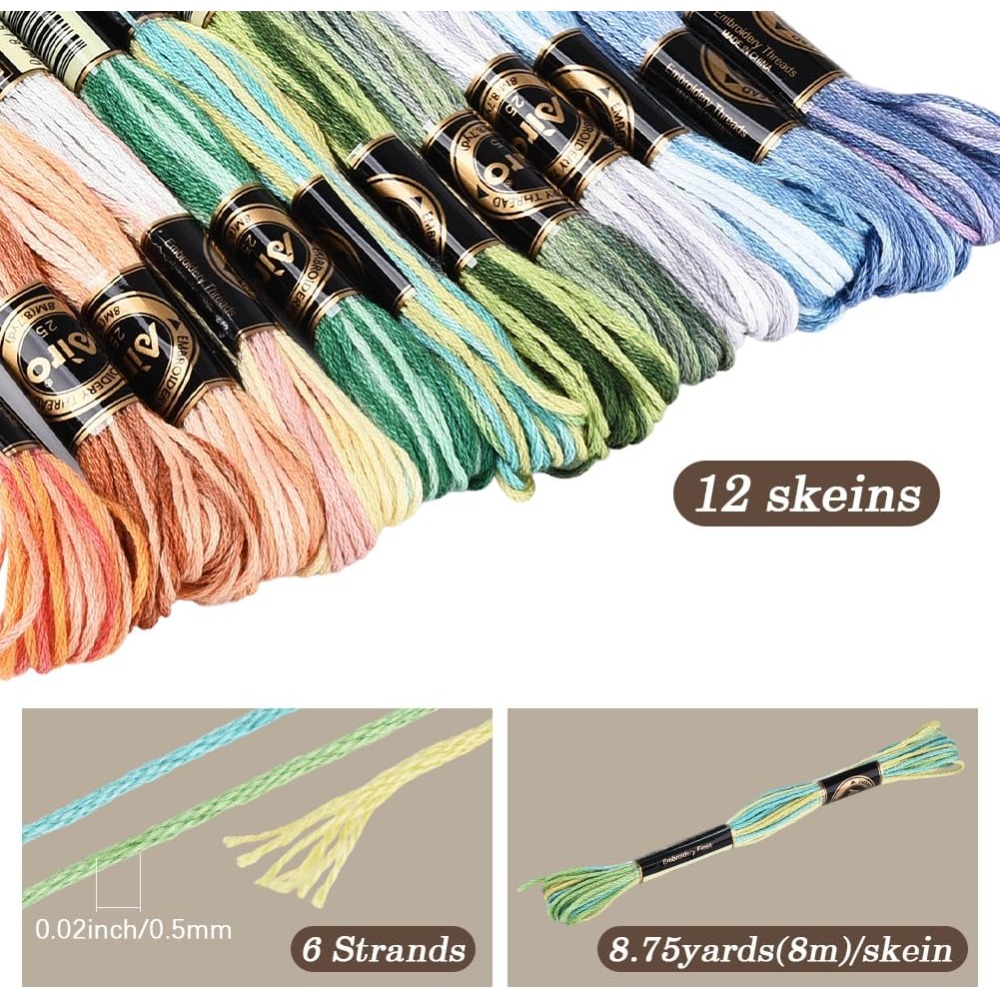 12 Skeins 105 Yards Cross Stit - Embroidery Thread ulasan dan harga