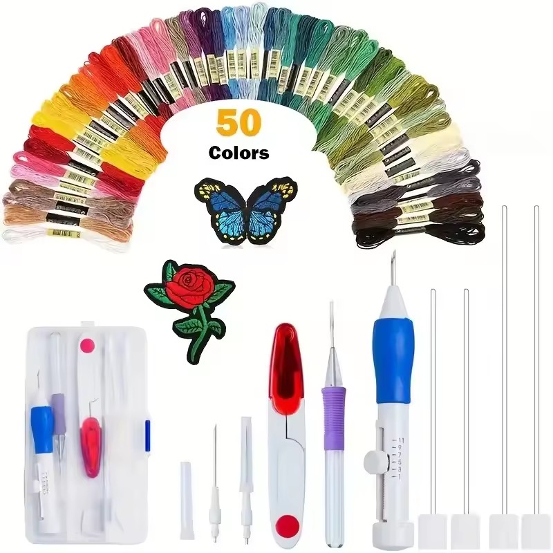 50 Colors Punch Needle Embroid - Embroidery Guide Book ulasan dan harga