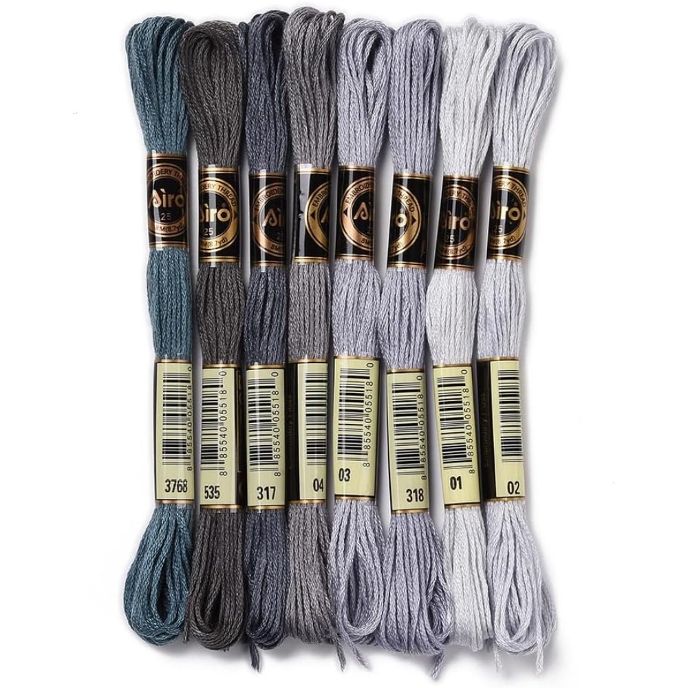 8 Skeins 70 Yards Grey Friends - Embroidery Thread ulasan dan harga