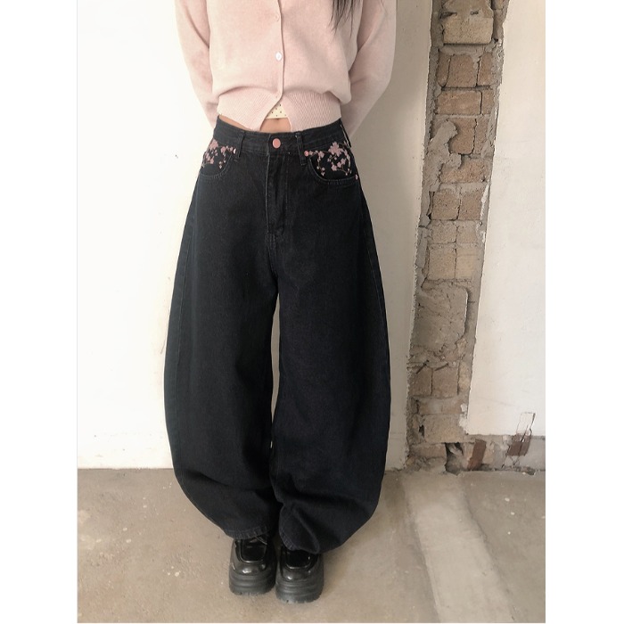 High Waist Sakura Embroidery W - Embroidery Jeans Sakura ulasan dan harga