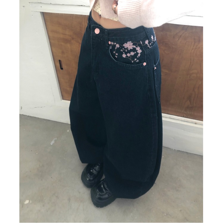 High Waist Sakura Embroidery W - Embroidery Jeans Sakura ulasan dan harga
