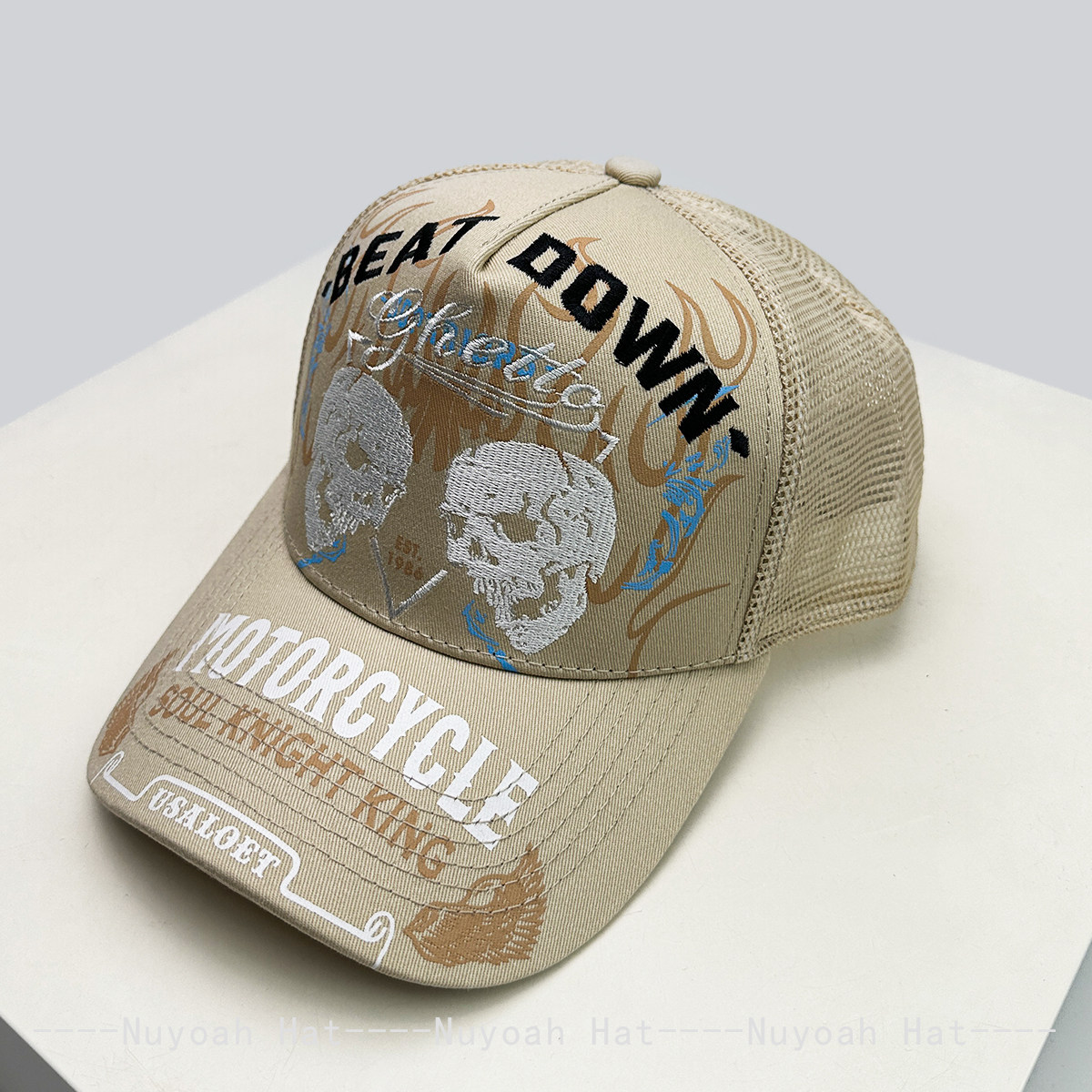 Skull Flame Embroidery Hard To - Embroidery Cap ulasan dan harga