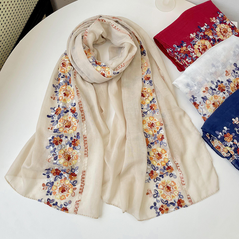 2025 New Soft Cotton Hijab Sca - Embroidery Pashmina ulasan dan harga
