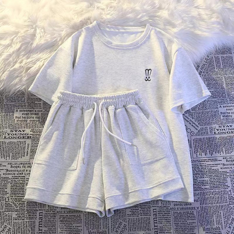 Women Short Sleeve Shorts Spor - Embroidery On Shirt ulasan dan harga