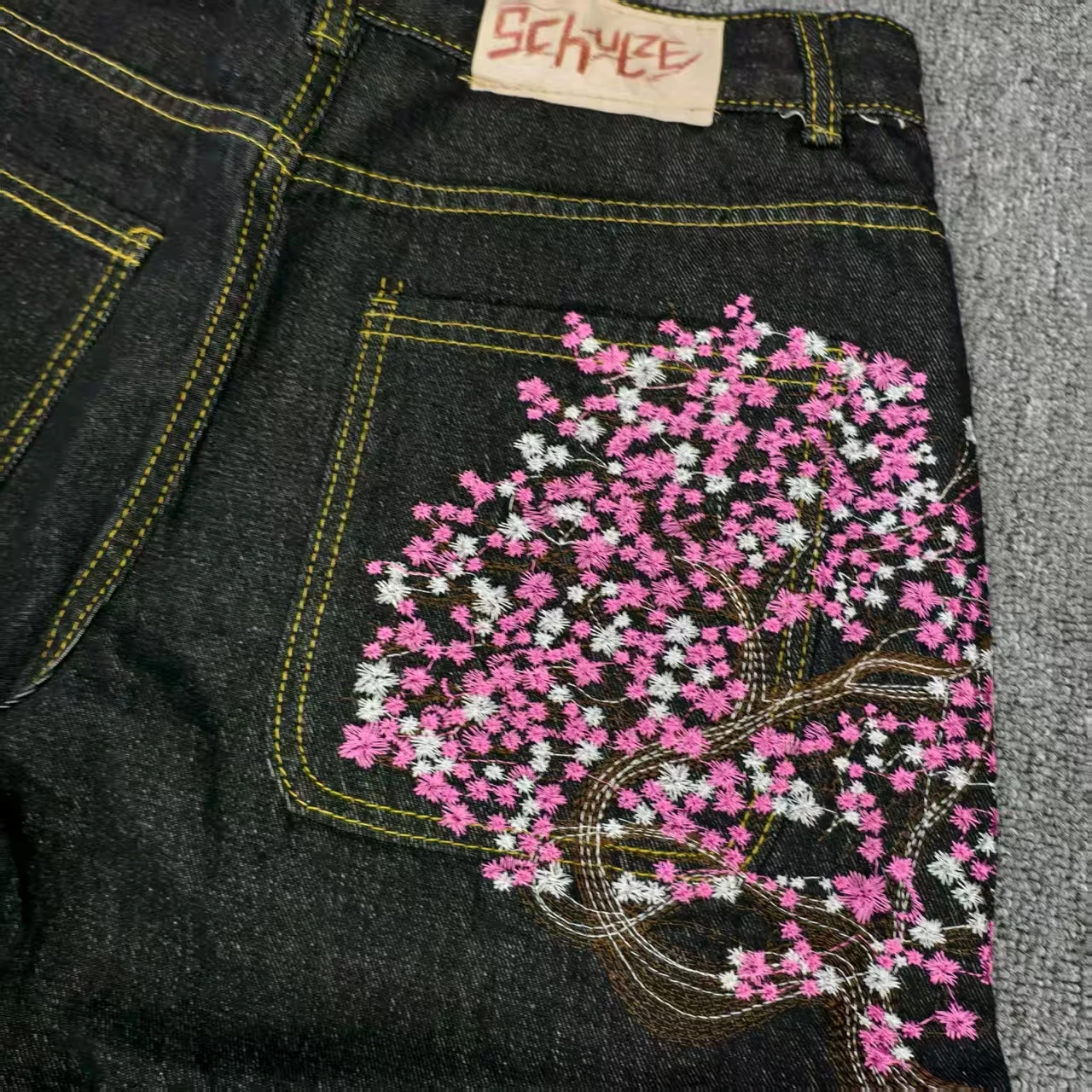 Sakura Pocket Embroidery Fashi - Embroidery Jeans Sakura ulasan dan harga
