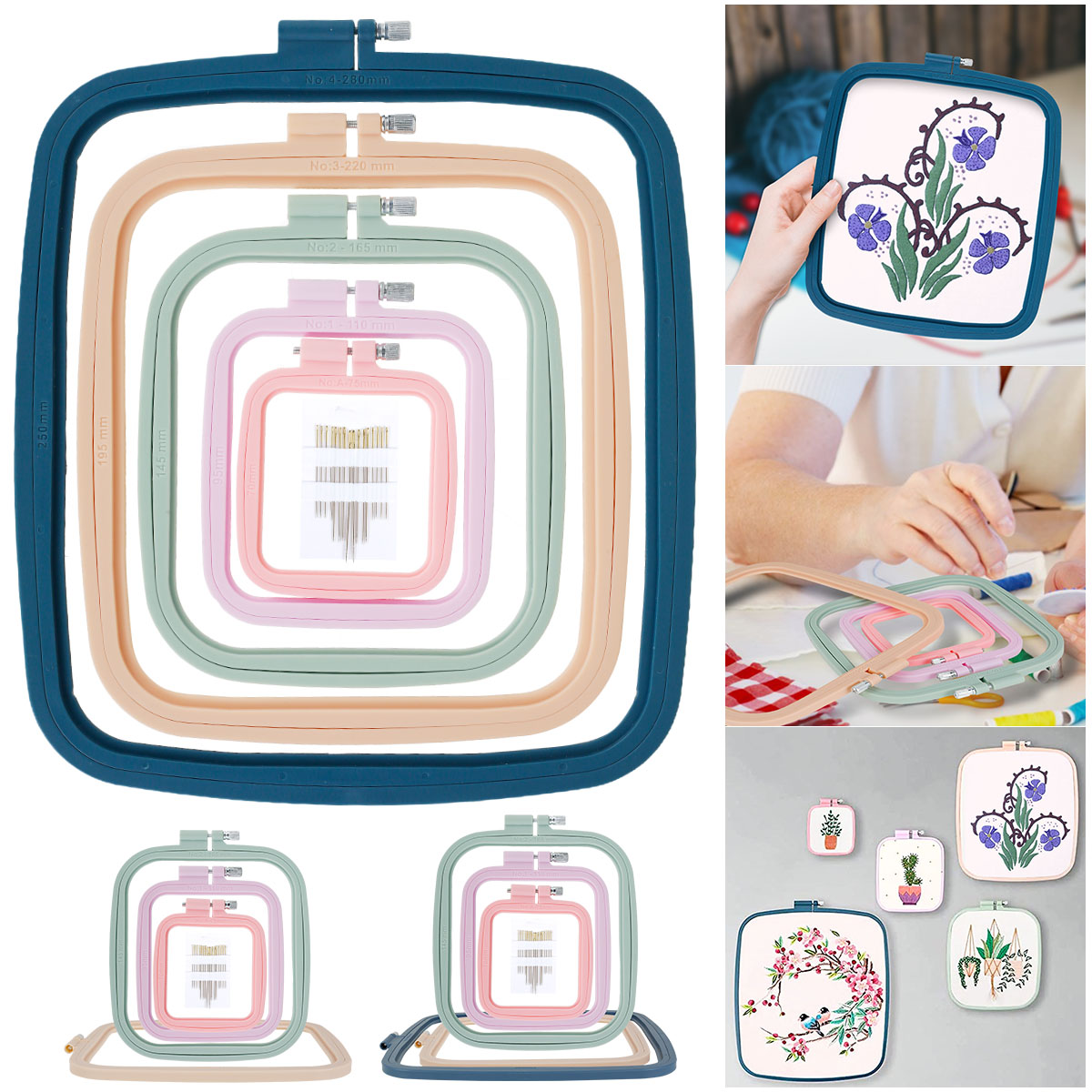 4/5Pcs Square Embroidery Hoops - Embroidery Hoop Plastic ulasan dan harga