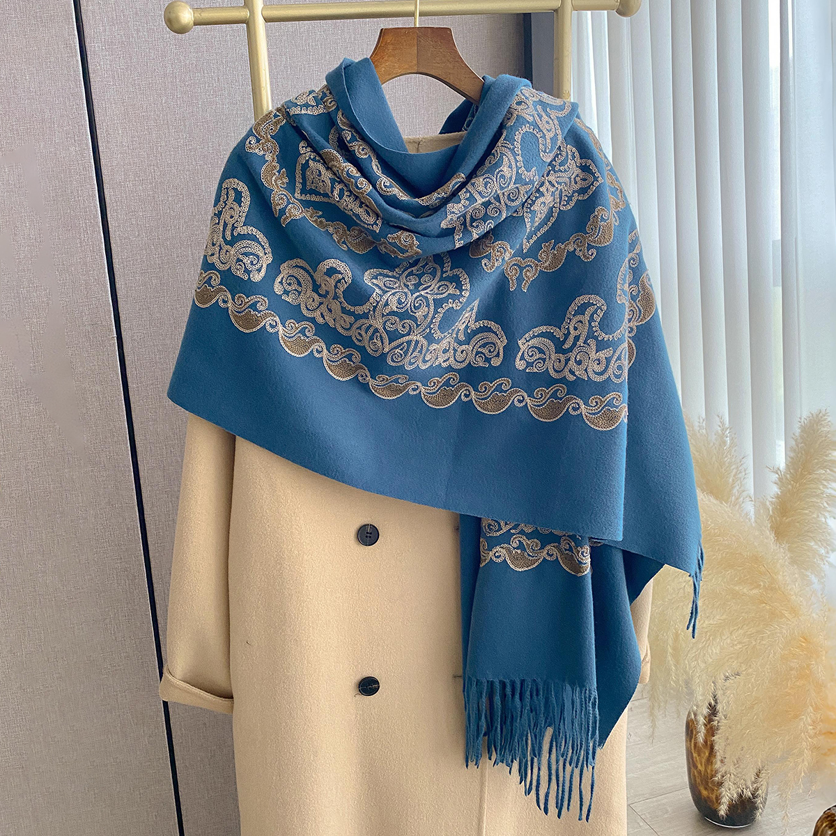 Luxury High Quality Embroidery - Embroidery Pashmina ulasan dan harga