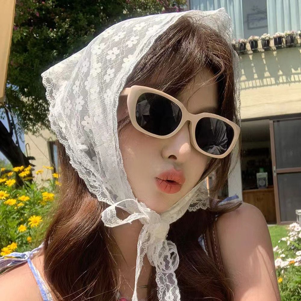 Embroidered Lace Triangle Head - Embroidery Pashmina ulasan dan harga