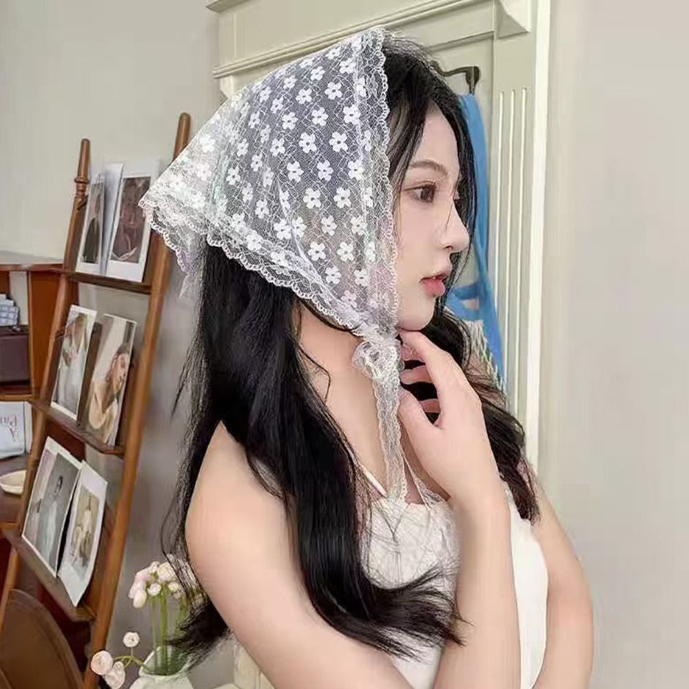 Embroidered Lace Triangle Head - Embroidery Pashmina ulasan dan harga