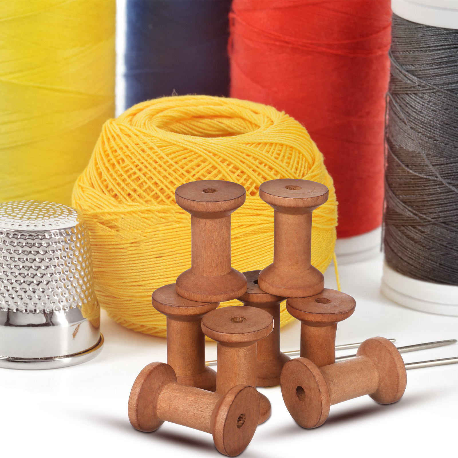 20Pcs Wooden Thread Holders Em - Embroidery Thread ulasan dan harga
