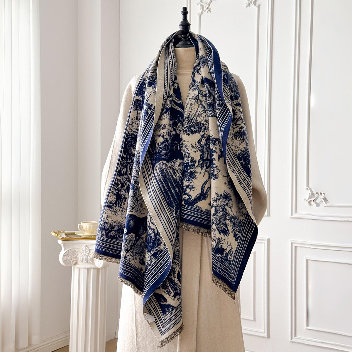Elegant Animal Jacquard Pashmi - Embroidery Pashmina ulasan dan harga