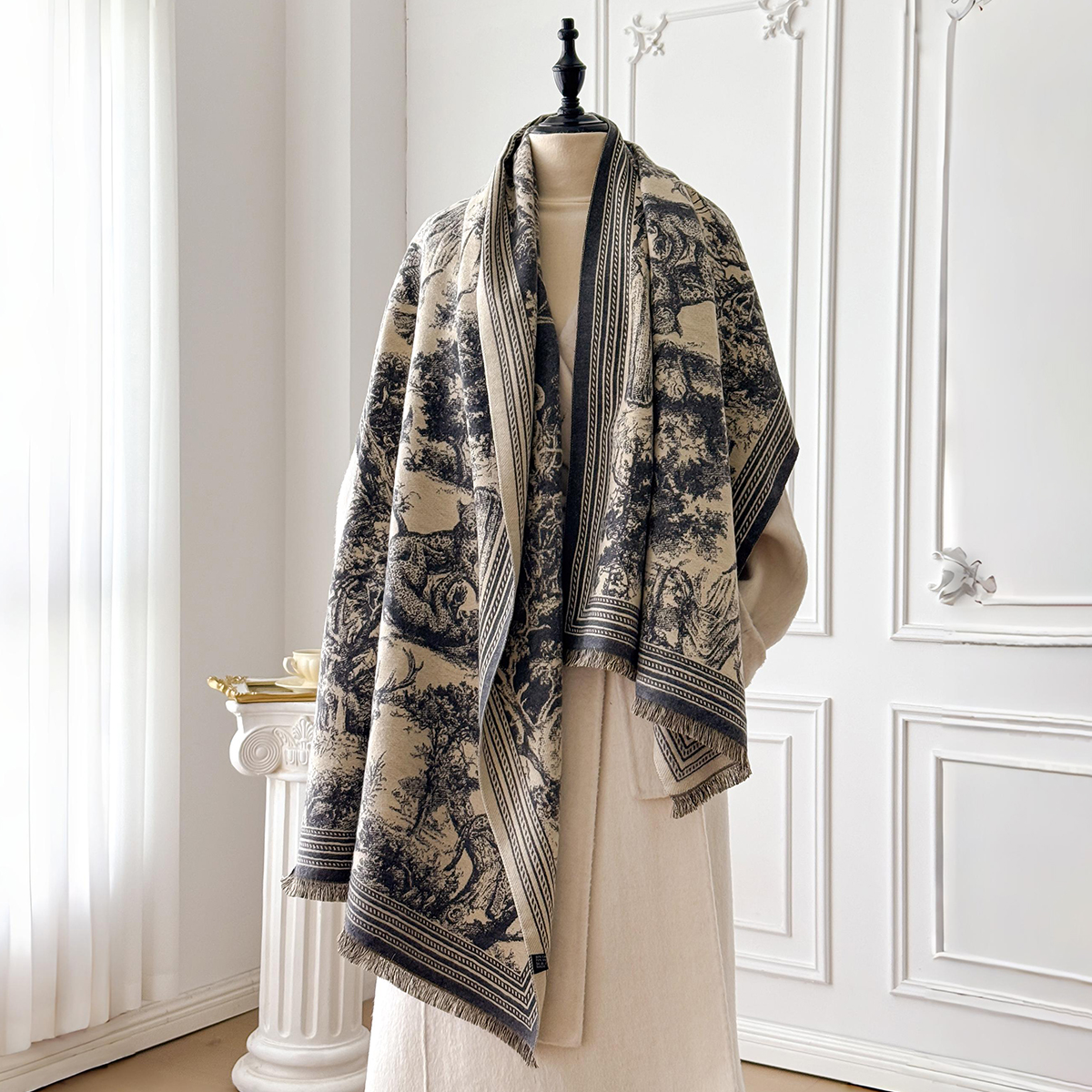 Elegant Animal Jacquard Pashmi - Embroidery Pashmina ulasan dan harga