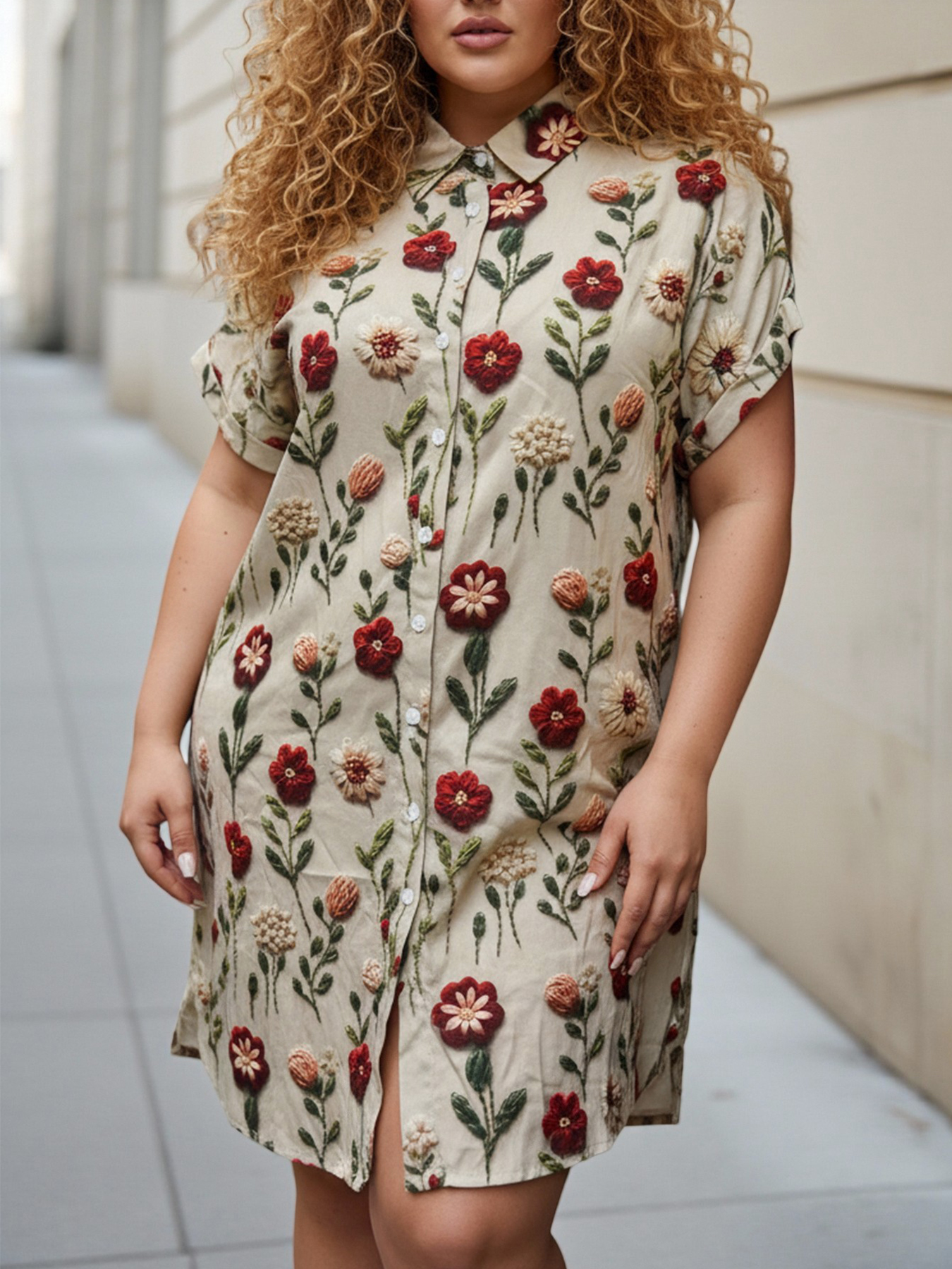 Plus Size Women's Longline Ove - Embroidery On Shirt ulasan dan harga