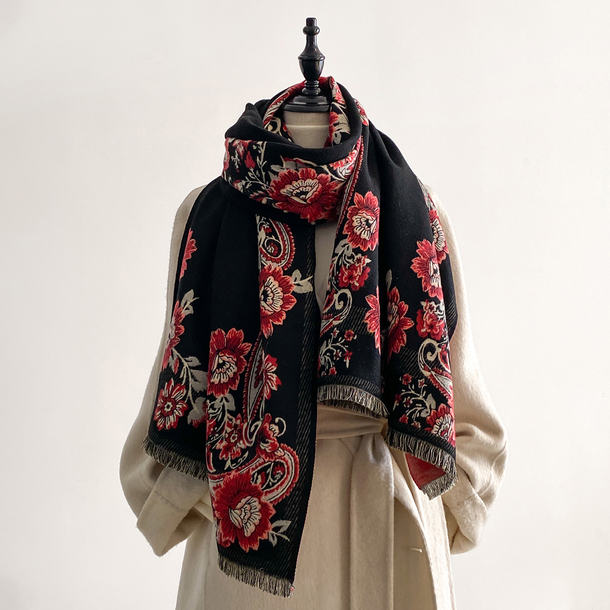 2025 Winter Luxury Imitation C - Embroidery Pashmina ulasan dan harga