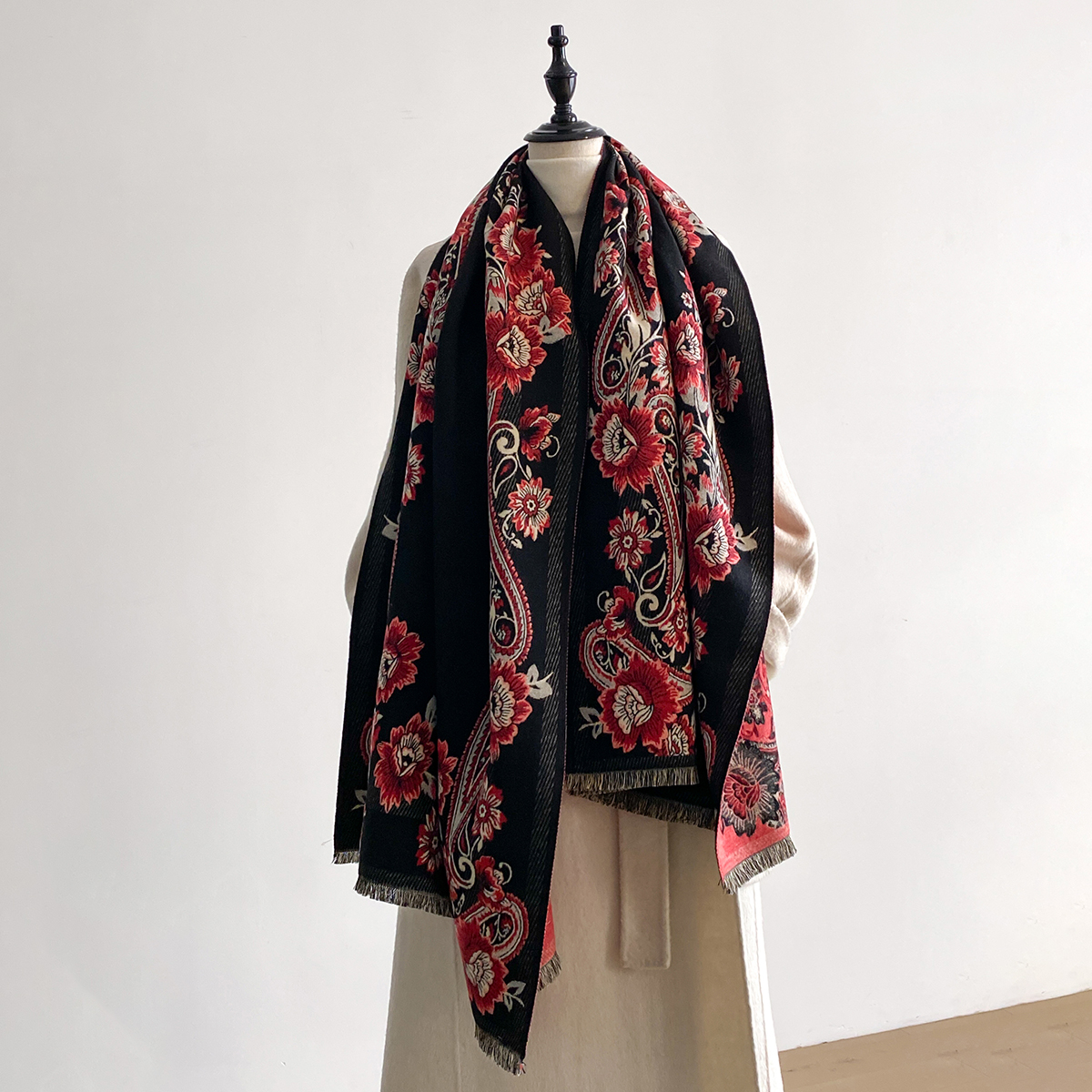 2025 Winter Luxury Imitation C - Embroidery Pashmina ulasan dan harga